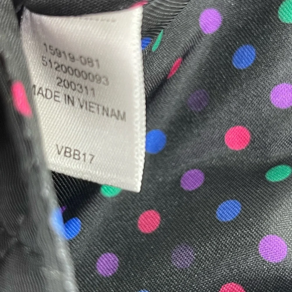 Vera Bradley Quilted Black Crossbody Bag with Polka Dot Interior